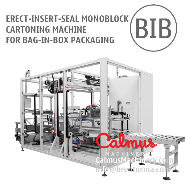Erect-Insert-Seal Monoblock Cartoning Machine for Bag-in-Box Packaging